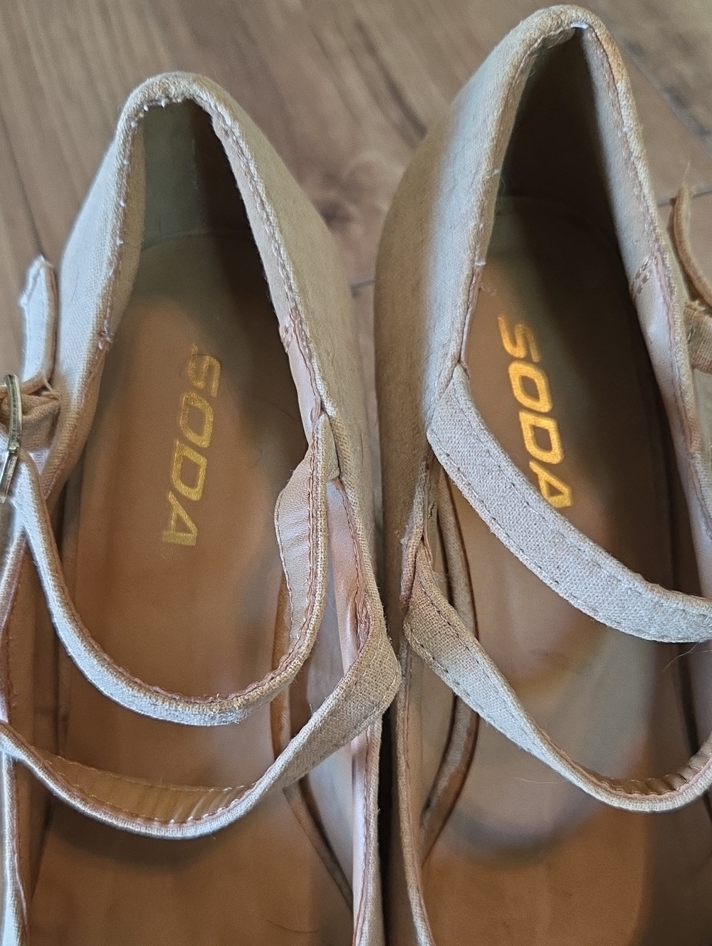 Soda | Glenda Beige Double-Strap Lace Wedge - Picture 8 of 10